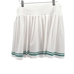 Jolie & Joy Tennis Skirt Pleated White Green Stripe Athleisure Skort 1X Athletic